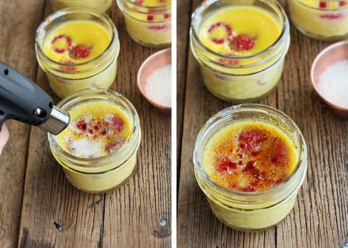 Using a kitchen torch on easy creme brulee
