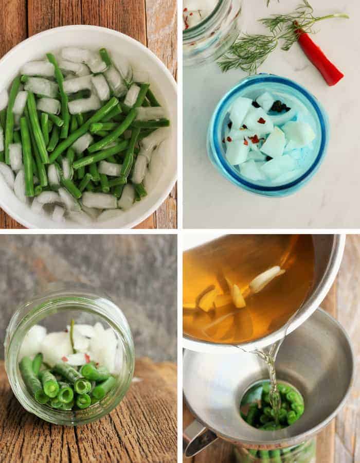 Process steps for making homemade dilly beans