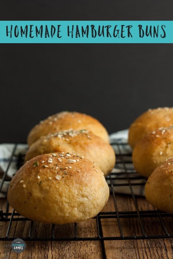 Full of flavor, these Homemade Simple Whole Wheat Hamburger Buns are hearty and delicious. They are so easy to make, you'll never buy store-bought again! #sustainablecooks #hamburgerbuns #wholewheat #wholewheathamburgerbuns