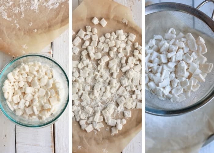 three photos showing the process for how to make homemade mints