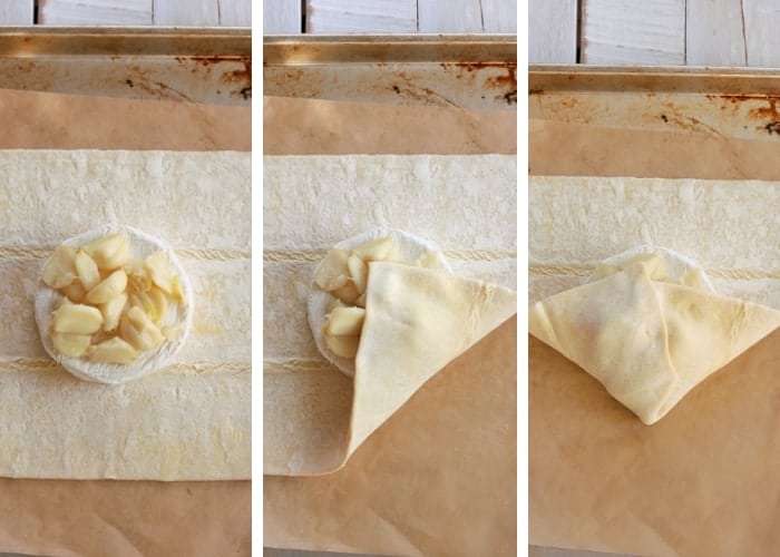 Looking for a delicious and easy savory appetizer? Baked Brie in Puff Pastry With Roasted Garlic is creamy, packed with flavor, and a sure-fire hit at your next party. Three steps in folding baked brie in puff pastry