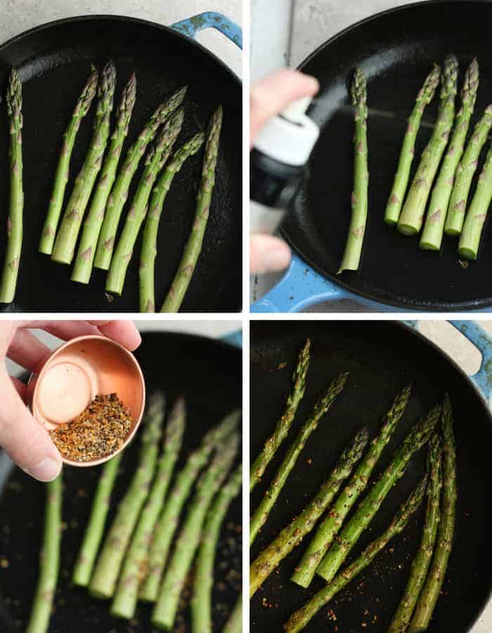 Process shots - how to roast asparagus in a cast iron pan