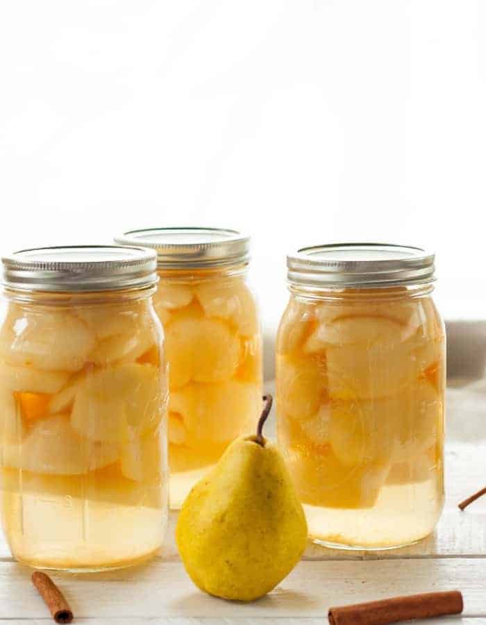 canned pears in a jar