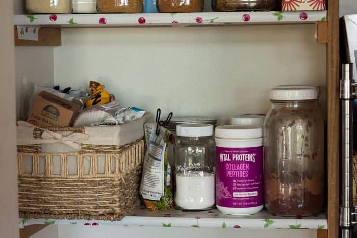 Collagen peptides and other items in a pantry