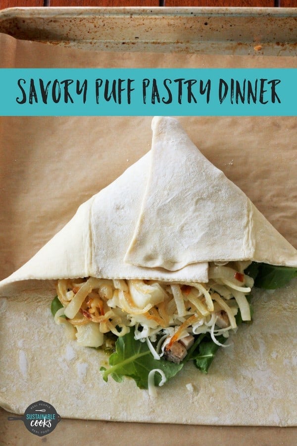A fast and cozy dinner, this Savory Puff Pastry Recipe is a comfort food meal at its best. Great for easy weeknight meals, parties, or appetizers, these sandwiches are delicious and simple to make ahead. #sustainablecooks #puffpastry #easydinner #fastdinner #comfortfood #weeknightdinner #backtoschool #backtoschooldinner