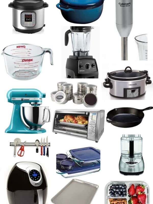 an instant pot, mixer, cast iron skillet, and other kitchen items for busy cooks