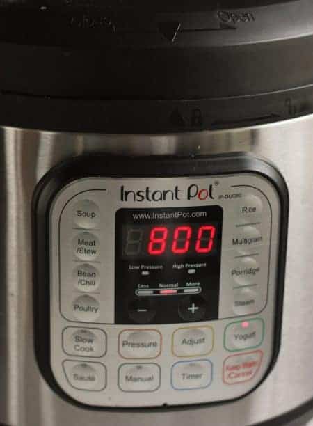 Instant pot with 8 on the display for making yogurt | www.sustainablecooks.com