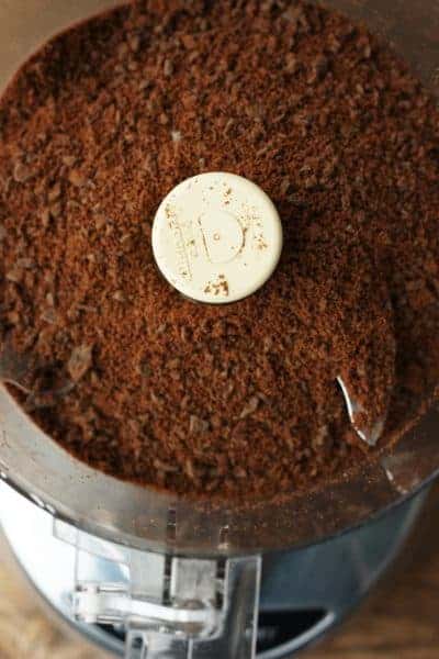 Thin Mint crumbs in a food processor for a vegan custard tart | sustainblecooks.com