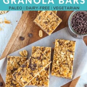 granola bars with chocolate chips on a piece of parchment