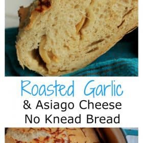 Roasted Garlic and Asiago Cheese No Knead Bread