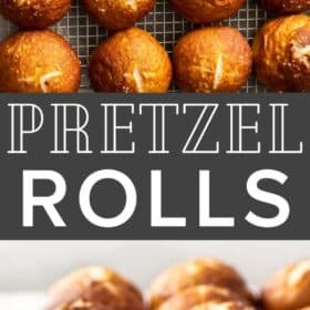 a cooling rack of homemade pretzel rolls
