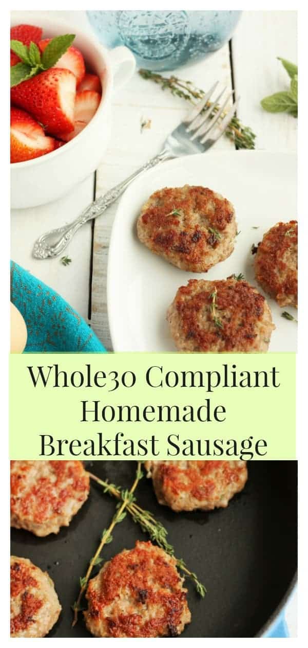 This homemade breakfast sausage is Whole30 compliant and delicious! You can't beat the flavor or quality of making breakfast sausage yourself. Make ahead and freezing tips are included in the recipe. #sustainablecooks #breakfast #whole30 #sausage