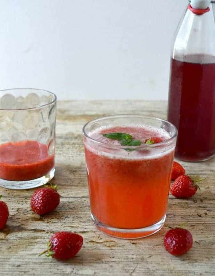 Two glasses of strawberry punch