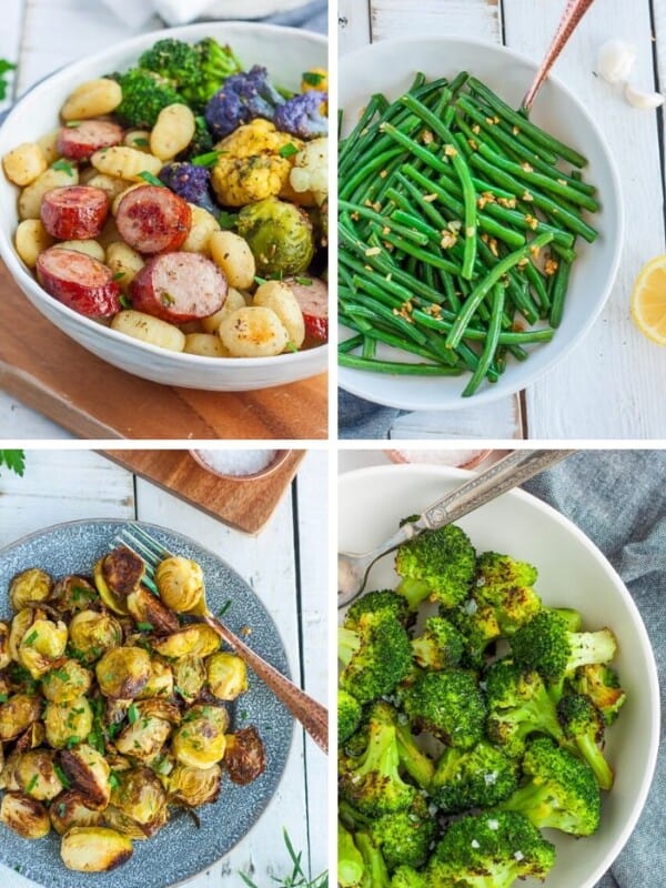 4 photos of roasted frozen vegetables