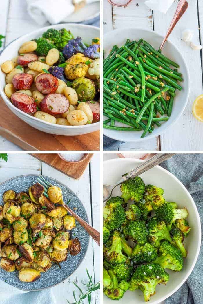 4 photos of roasted frozen vegetables