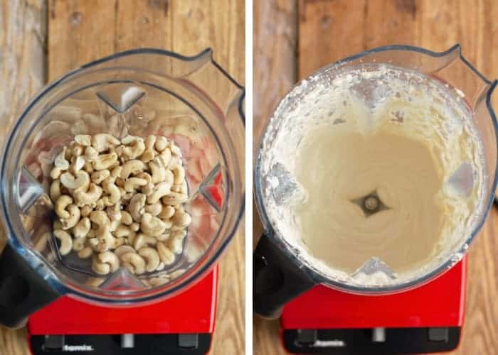 Cashews in a vitamix (whole and blended)