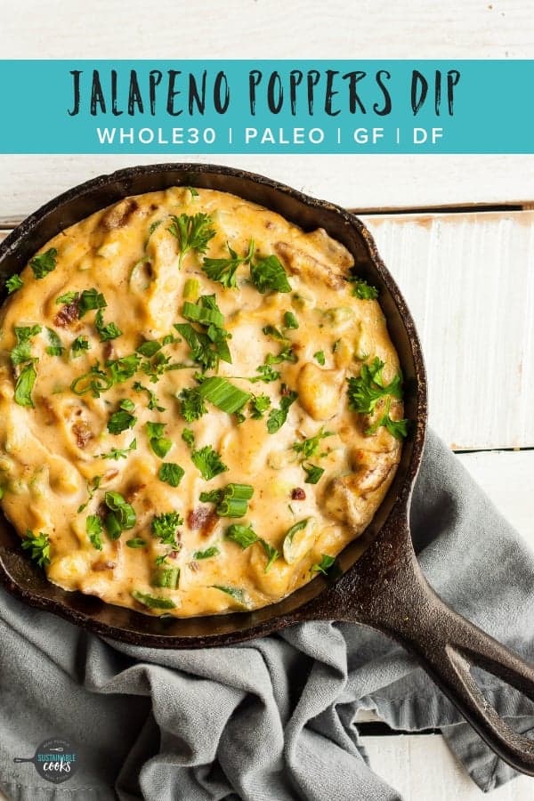 When you're dairy-free, easy appetizers can be challenging. This healthy Jalapeno Poppers Dip is the best dairy-free, Whole30, and Paleo appetizer with no mayo and lots of bacon!