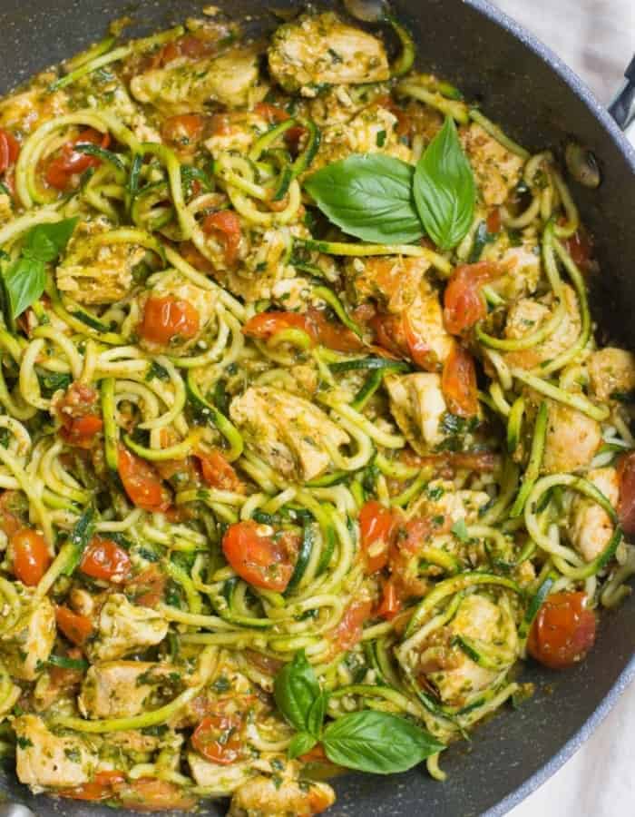 whole30 pesto noodles for whole30 dinners