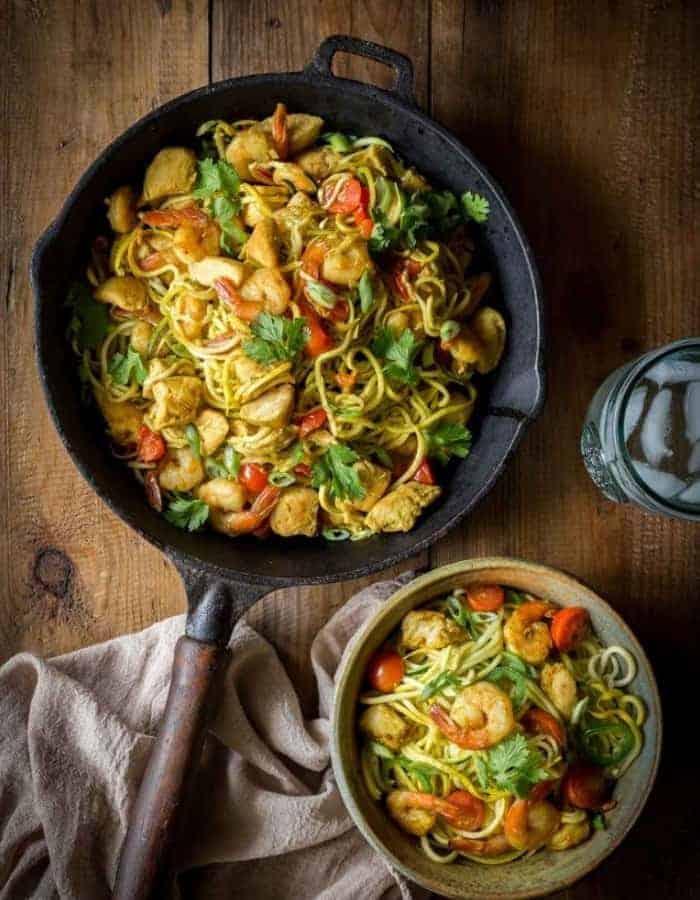 paleo singapore street noodles in a wok for whole30 dinners