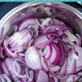 An Instant Pot filled with sliced purple onions