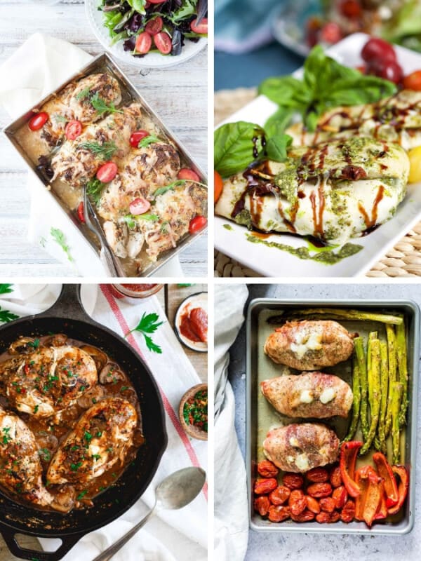 four photos of easy stuffed chicken breast recipes