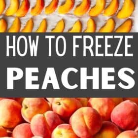 frozen peach slices on a tray