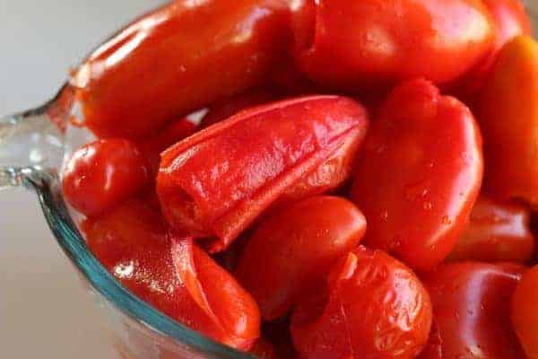 parboiled tomatoes in a bowl