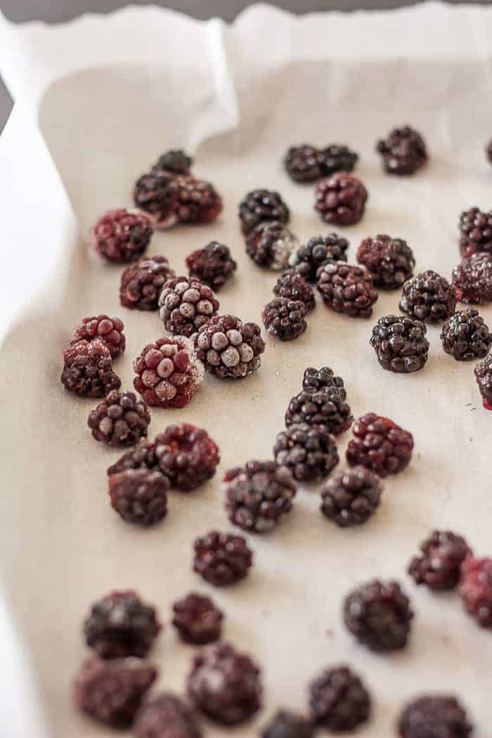 blackberries on a freezer sheet