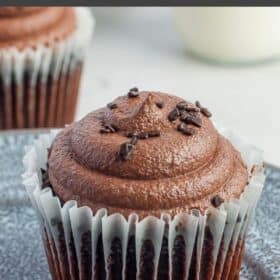 chocolate cupcakes with mocha buttercream on a plate