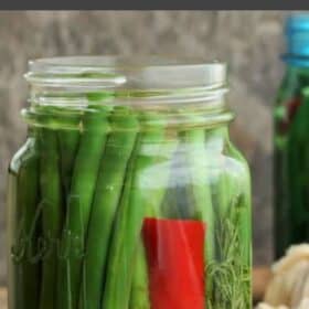 a jar of refrigerator pickled green beans