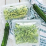 freezer bags with shredded zucchini and zoodles