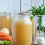 3 jars of turkey bone broth with veggies and herbs