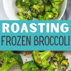 a tray of frozen roasted broccoli