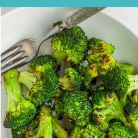 a tray of frozen roasted broccoli