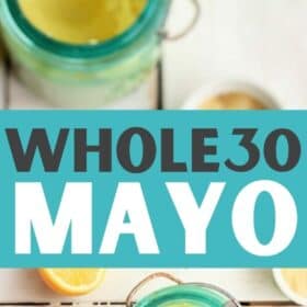 homemade mayo in a blue canning jar