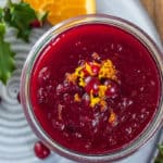 a dish of pressure cooker cranberry sauce with orange zest