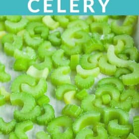 frozen chopped celery on a baking sheet
