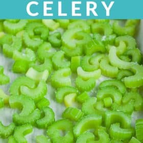 frozen chopped celery on a baking sheet