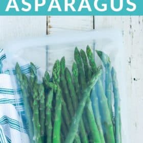 frozen asparagus in a freezer bag