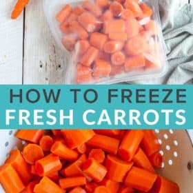 A freezer bag of frozen carrots
