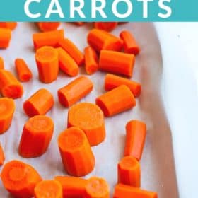 Frozen carrots on a baking sheet