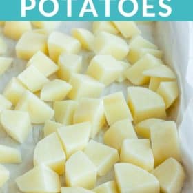 diced potatoes on a baking sheet