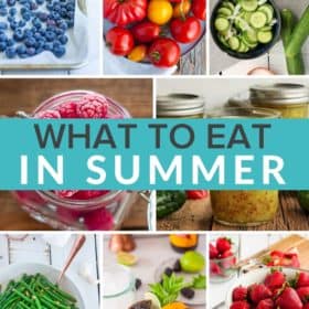 8 photos of summer produce in a grid