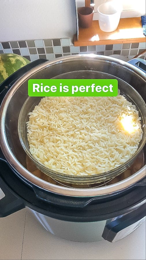 a bowl of rice in an instant pot