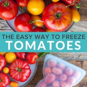 frozen tomatoes in silicone freezer bag