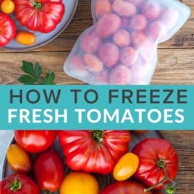 frozen tomatoes in silicone freezer bag