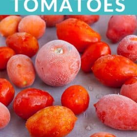frozen tomatoes on a baking sheet