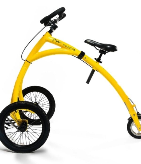 a yellow alinker mobility bike