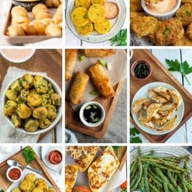 9 photos of different air fryer appetizers