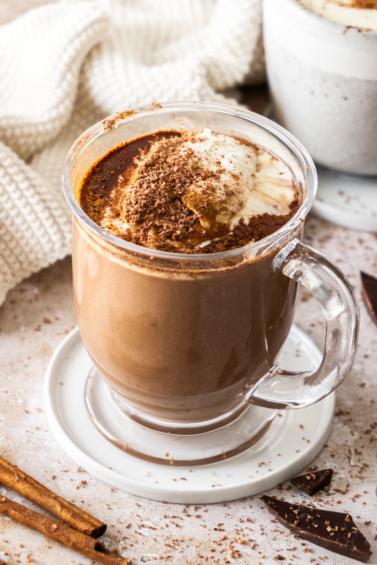 two mugs of hot cocoa.